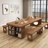 实木长桌子工作家用去客厅化书跨桌台书柜一现代841创意体学习境
