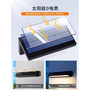 太阳能壁灯室墙灯头别墅院户外商铺门门口门牌外一字长庭条灯WL