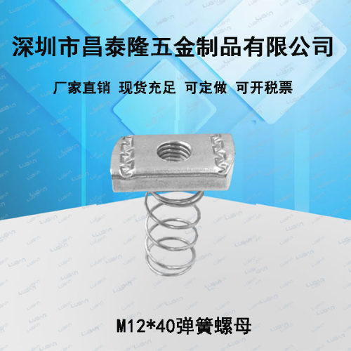抗震支架配件专用镀锌弹簧螺母C型钢配件T型长方形螺母规格齐全