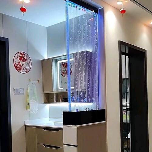 ezq关新款现水幕屏风隔断玄客265餐厅卫生间半墙水幕墙隔断做屏网