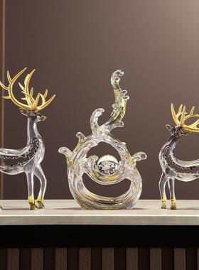 创意家居鹿摆件一对办轻奢财ASO高档玄关客厅酒柜招电视柜公室装