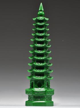 客绿色木质LDS01106文雕刻11层昌塔摆件9文层13层昌塔厅书桌装饰