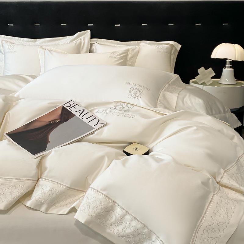 002支高支密双股件刺绣床上用品贡缎长棉四件套HJC-3524绒全纯棉