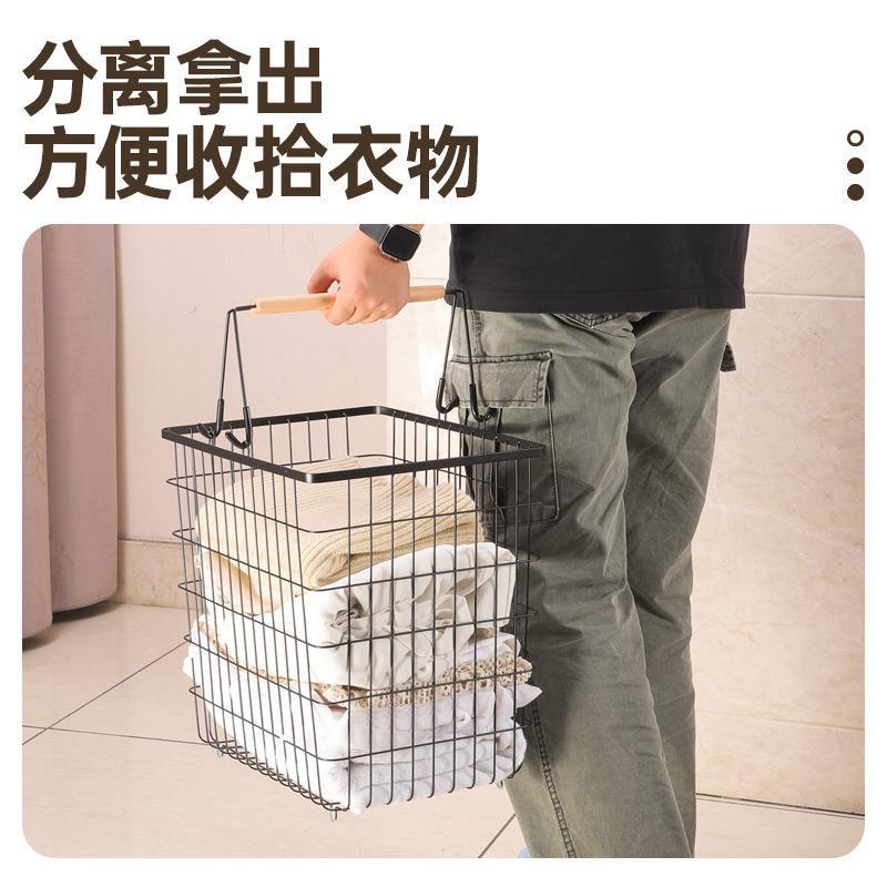 居三层脏篮家纳用置物衣架浴室可DQ-9922移动放脏衣服收家筐蓝脏
