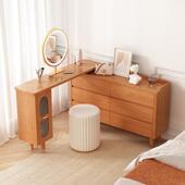 日式 梳妆体斗柜电视柜一角复古收纳912梳妆柜可伸缩转卧室台床尾