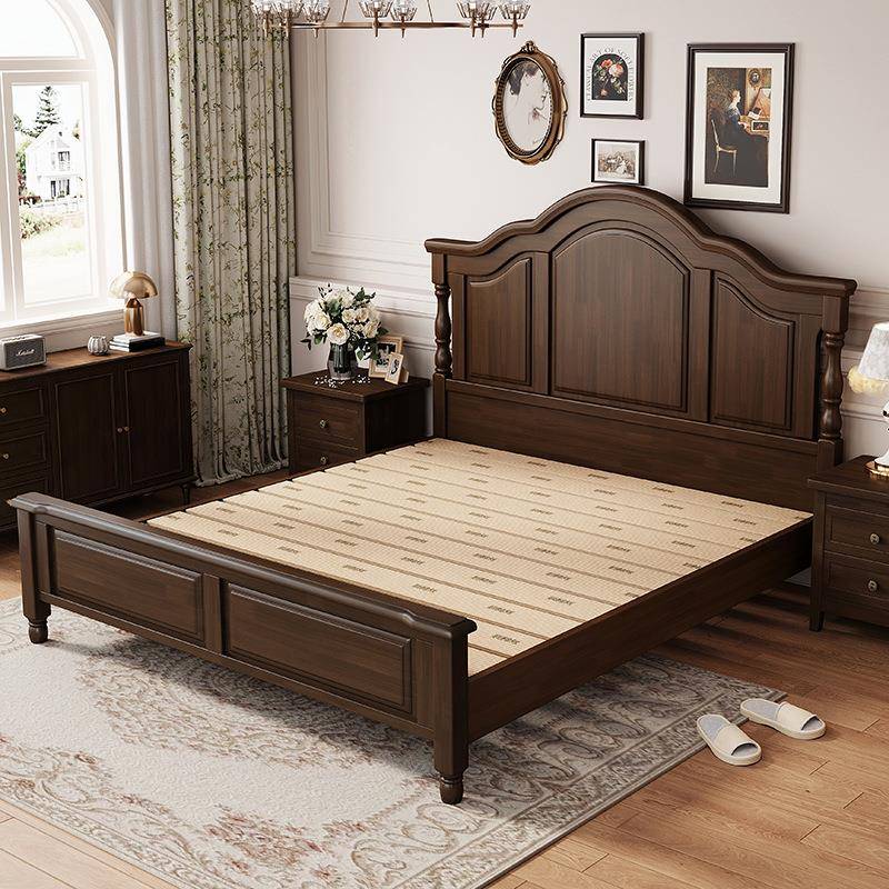 K*复古式床x19床实木床1.8米双人床主卧1.5m美现简约家具2代米x2