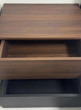 免漆香杉ATZ木enf级头柜意式极简风积木组床合实纳木床边柜卧室收