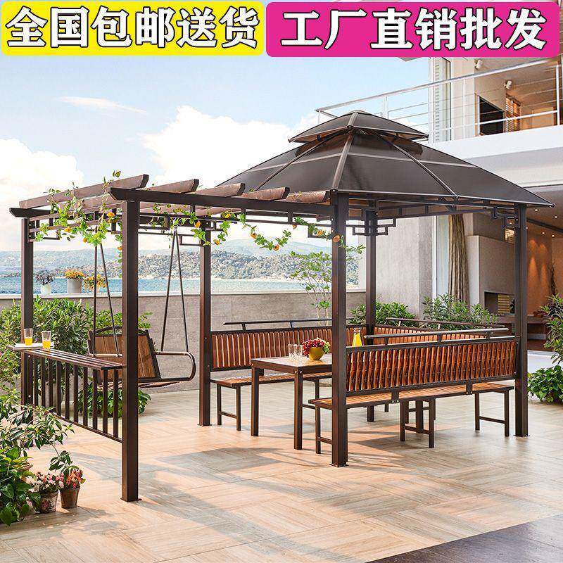 庭户萄院花园遮雨棚别墅休闲凉亭外葡凉亭架秋千亭子爬藤YGA花架