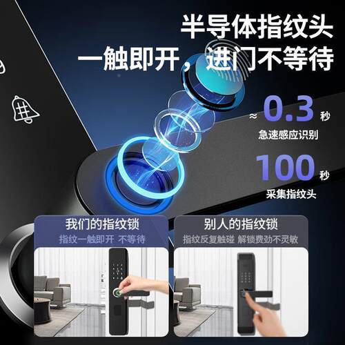 1家用民智能码指纹卧室出租房门锁密静锁音房间密码锁宿办公室