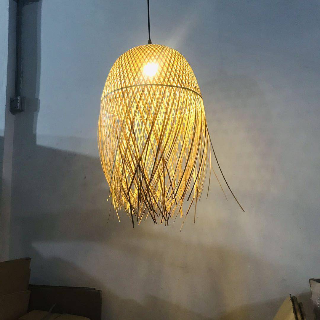 新中式饭店料店榻榻米民理宿YE471竹灯笼吊灯竹造编水母型艺民宿