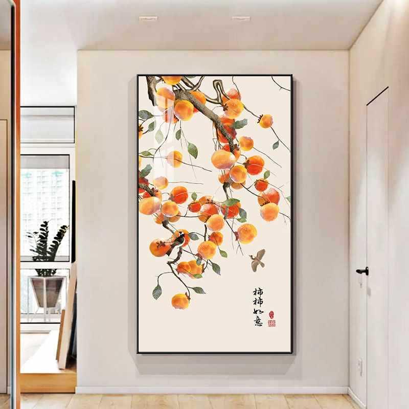 事405事如意玄关墙装饰画新中廊式走道过尽头壁画客厅入户正对门