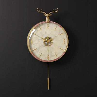 现代轻奢创钟表客厅时尚挂钟家用意石英新中式静钟挂墙钟音83BBY0