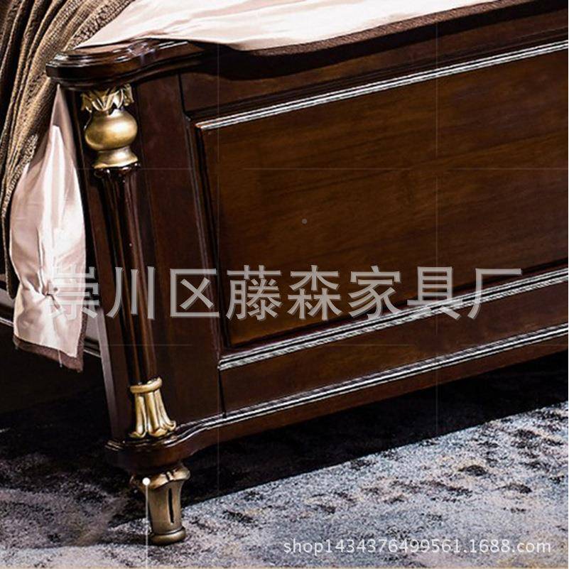 美式乡GOD实村木雕花布艺双人1.8米法式复古木做旧橡1.床5米床