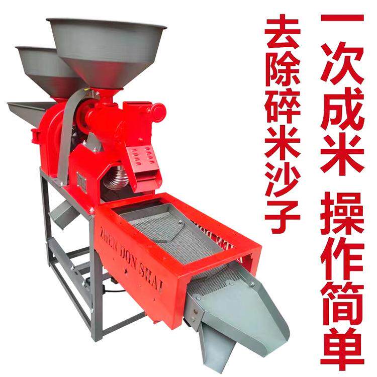 左KRO右脱组去合粉碾米机农友水稻皮碾米机糙米碎变精米振动筛石