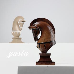 电爆款法式中古风样马头首客厅书房别墅间视柜软装饰品AGP板摆件