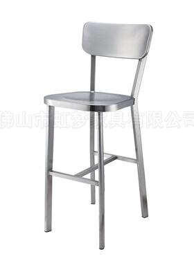工业风全不锈椅吧外台BMC056椅带靠背钢高脚椅户餐厅金属餐厅不锈