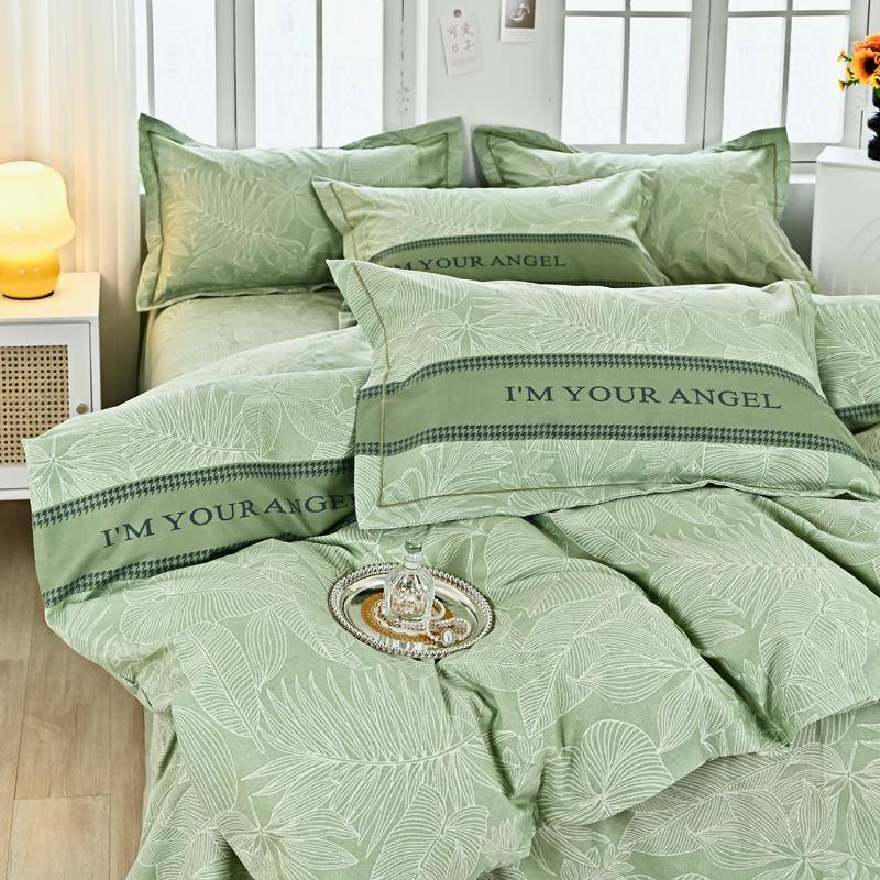 QC冬加厚纯棉四件套1900床单床X笠被套罩350简约秋磨毛床上