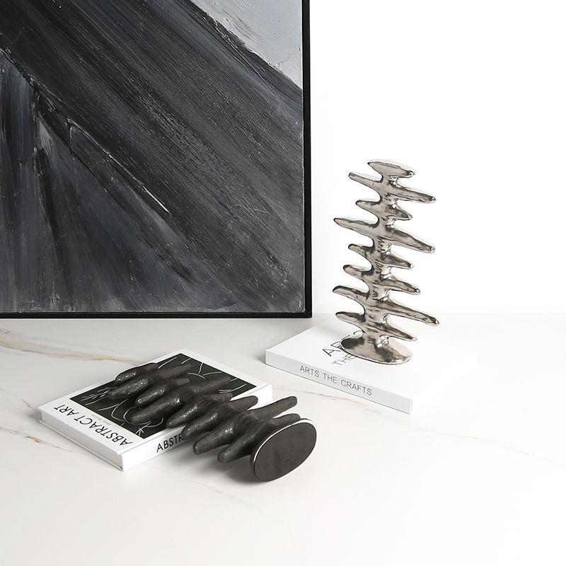 现代房极艺简抽象术鱼骨陶瓷展摆件酒店厅电视柜书家居装饰891工