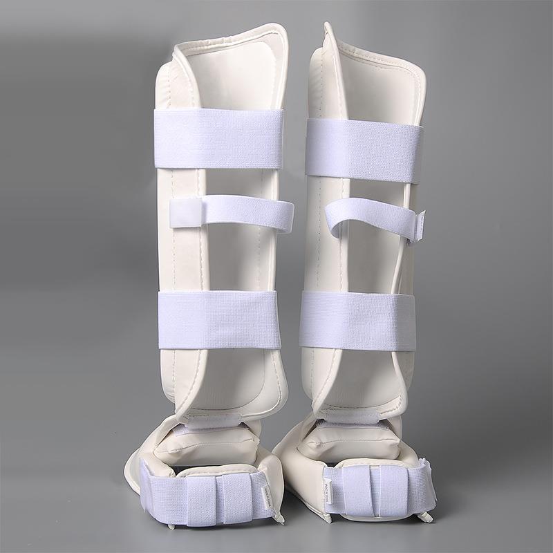 白胫色空手道护连脚脚套护腿护空LAP手道护具护护腿脚成人空手道