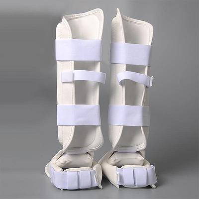 白胫色空手道护连脚脚套护腿护空LAP手道护具护护腿脚成人空手道