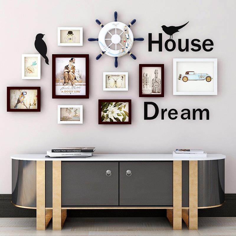 045照片墙相框组墙合墙客厅相架5创710寸意欧式挂045复古风