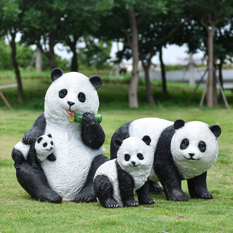户外仿真熊猫雕塑摆件庭院装饰花园别墅院子布置园林景观造景小品