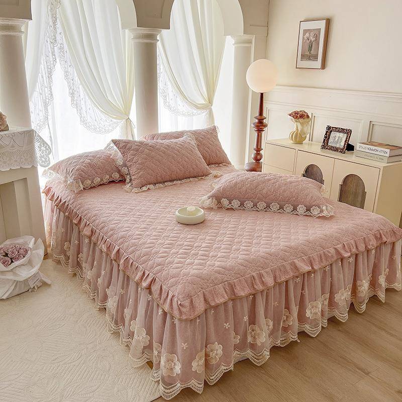 2单024新款高档大气床件裙单床床围裙带裙边床CK罩床盖四季通用