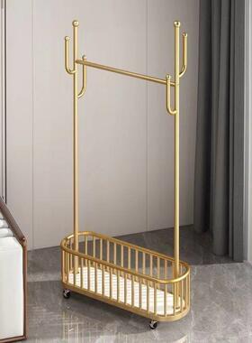 衣架落地立式带可移动加XVZ轮粗衣帽挂架家用轻奢室卧衣架子收纳