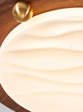 中复古侘全主寂25978风奶豆卧室灯古胡桃木纹光谱护眼灯具卧房间