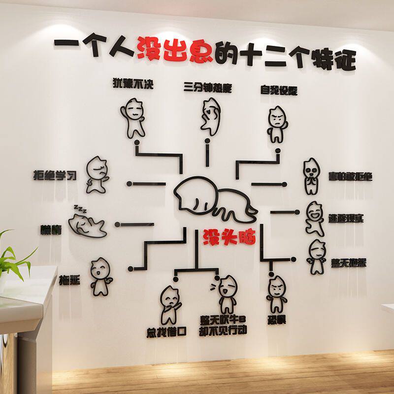 办公室装饰壁画励志标语3d立体公司企业文化激励文字背景墙面贴纸