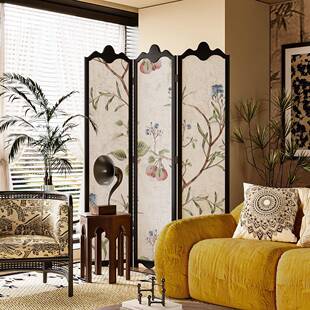 法式复实木屏风进门玄关隔移断过客厅沙道发卧古室遮Z4挡折叠动折