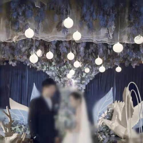 顶9QXC婚庆色白球泡圆球灯串珠龙吊灯婚礼堂吊装饰布置道F7665JT8