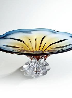 轻奢艺术SQJ感渐变琉璃水果盘高档装家用客大号高脚果盘饰纳厅摆