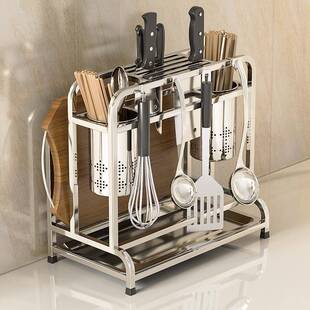 不锈钢刀架多筷子筒能厨置物架房用品刀具刀功座砧板一体收纳SBO