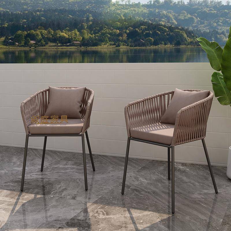 户外餐椅花园庭湖边单椅阳台椅闲网休管编织院椅餐吧厅酒别墅露台