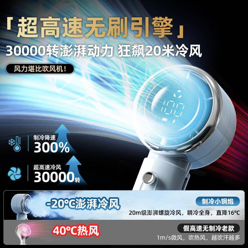 皆米手持小风扇便携式续航2025年超长扇新款高速大风546力迷你电