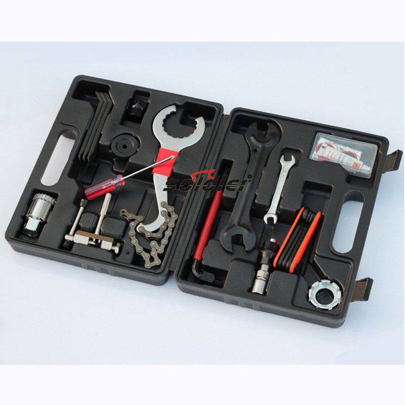 自行车修理工具套装 自行车维修工具箱 补胎工具多种工具组合
