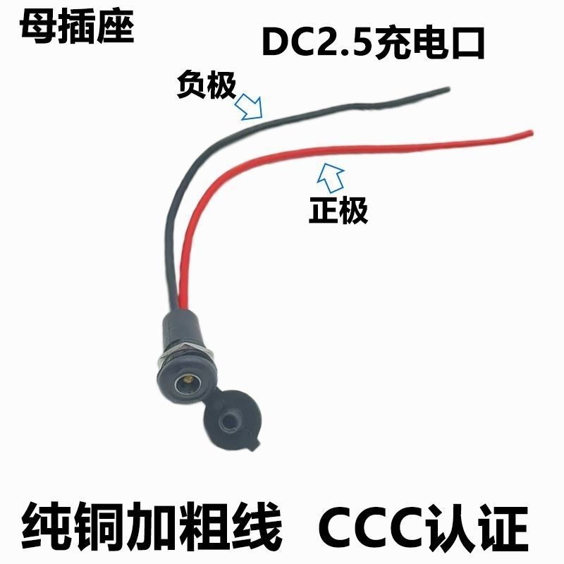 电动自行车锂电充电器输出线36v/48v充电头圆头口公母座DC2.1/2.5