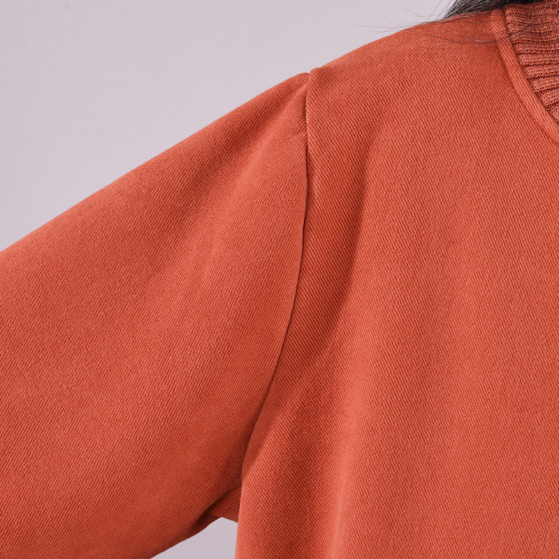 子亦2021冬季新款拼接高领时尚休闲加厚口袋加绒打底卫衣连衣裙