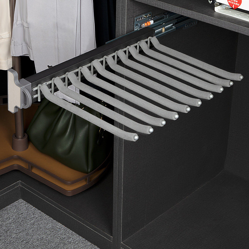 裤架伸缩衣柜家用内置滑轨抽拉式柜内顶侧装防滑拉篮多功能裤抽架,基础建材,柜内裤架,淘宝优惠券,粉丝福利购,淘宝优惠卷