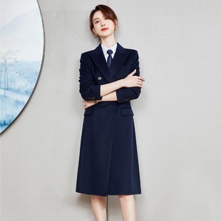 高端 售楼部毛呢大衣女气质工装 工作服大衣女冬职业中长款 空姐修身