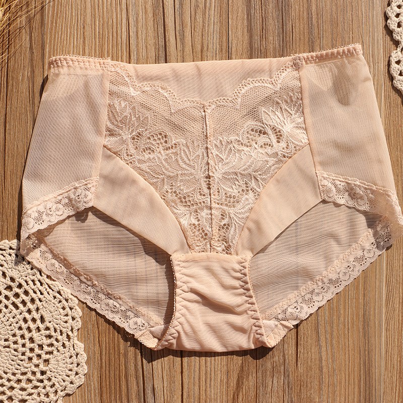 推荐性感蕾丝内裤女柔软网纱中高腰透明无痕包臀大码三角裤胖妹妹