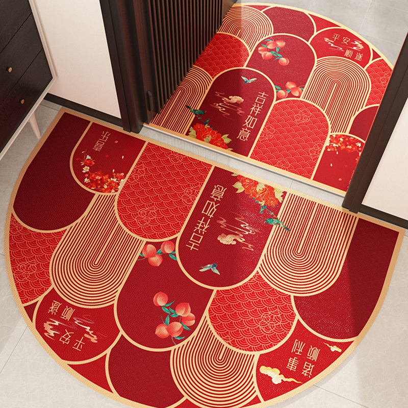 龙年入户门垫进门地垫家用玄关耐脏可擦脚垫门外喜庆地毯半圆定制