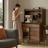 留意北欧实木餐边柜家用轻奢复古客饭厅储物收纳展示柜咖啡机边柜