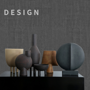 意式极简样板房丹麦风设计日式陶瓷花器花瓶摆件客厅插花花瓶装饰