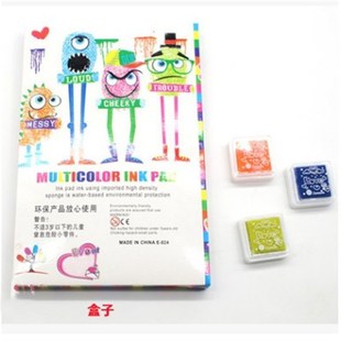 3x3cm儿童手指画彩色印泥套装 A515 24色DIY手指画颜料印泥印台