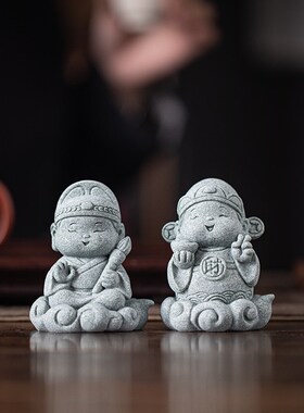 国潮逍遥小神仙茶宠摆件盆栽鱼缸造景禅意如来观音佛像桌面装饰品