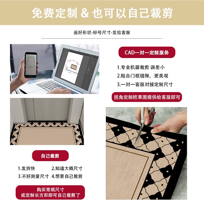入户门地垫欧式复古高级感极简免洗进门口家用地毯门厅防滑脚垫子