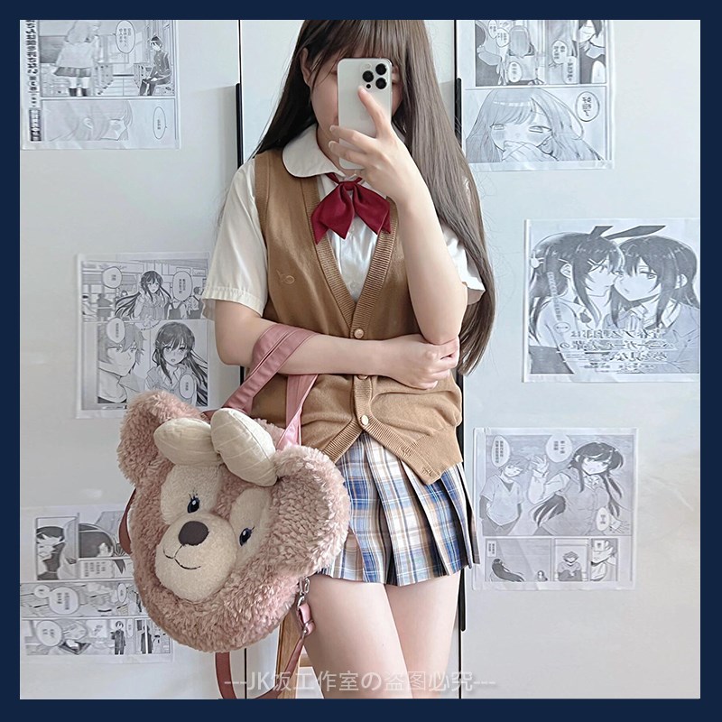 鬼鬼家纮爱学园jk马甲背心春秋基础款老头乐jk开衫毛衣针织衫