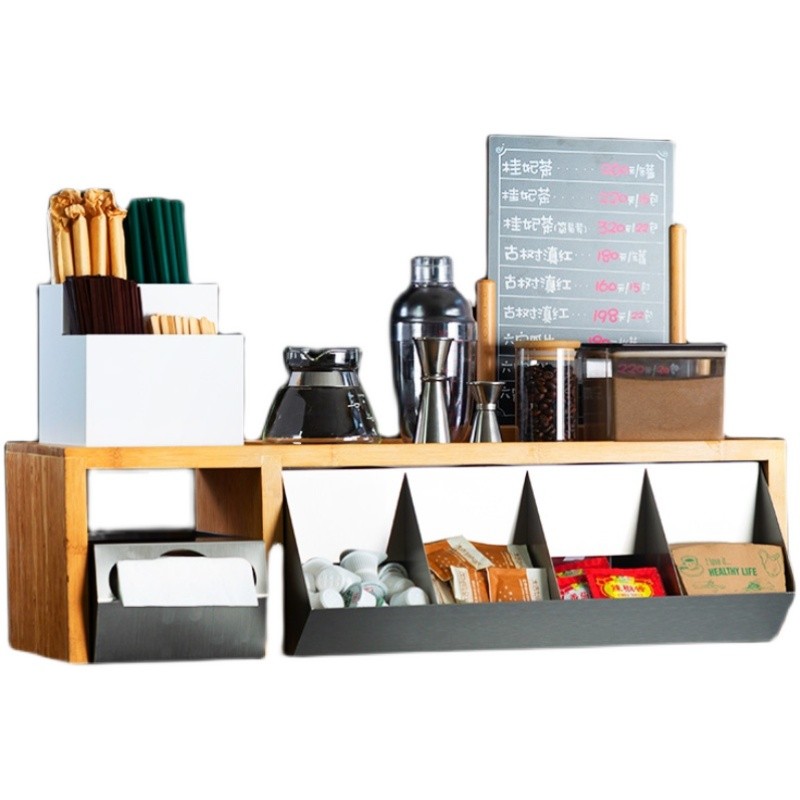 吸管收纳架咖啡奶茶店吧台纸巾用品桌面整理多层置物架多功能商用